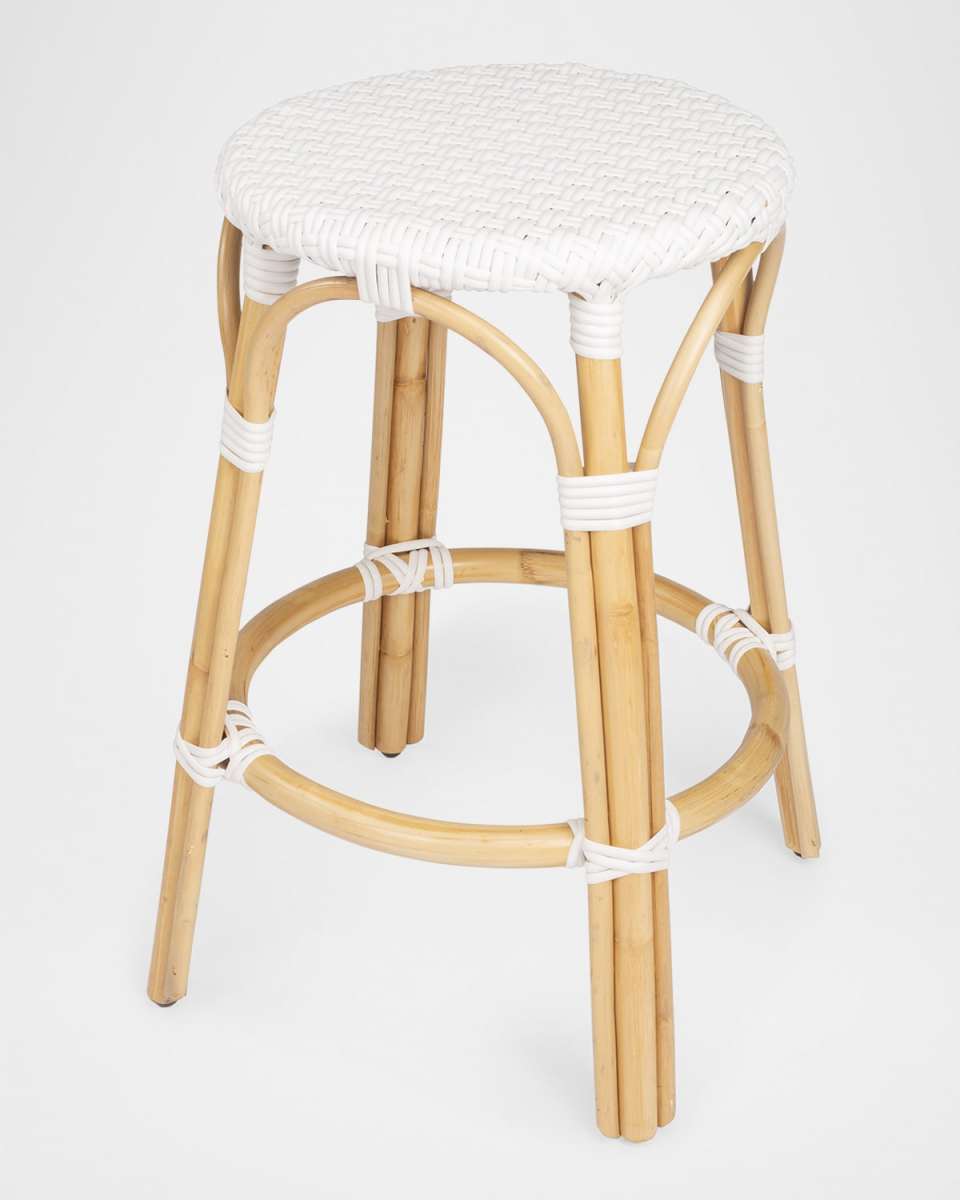 Tobias 24" Rattan Counter Stool, White